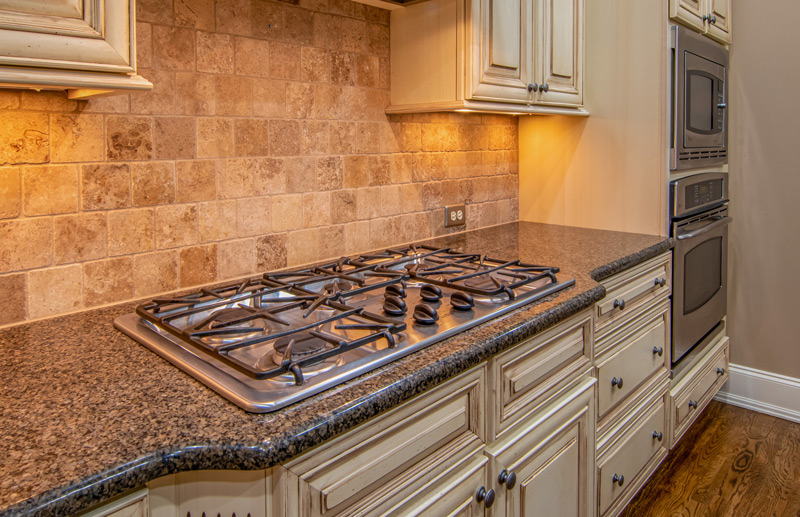 Modern kitchen with decorative tile